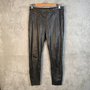 Spanx Faux Leather Like Pants Women Medium Black Ankle Skinny High Rise Shaping